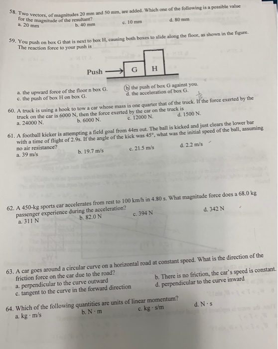 Solved 58. Two vectors, of magnitudes 20 mm and 50 mm, are | Chegg.com