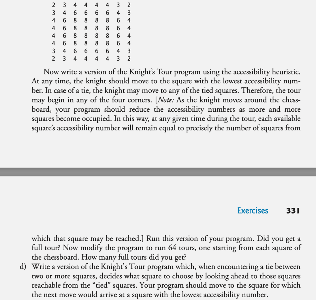 Solved 7.22 (Knight's Tour) One of the more interesting | Chegg.com