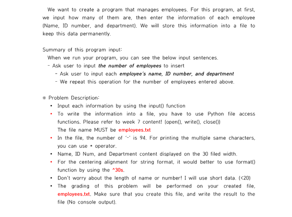 Solved We want to create a program that manages employees. | Chegg.com