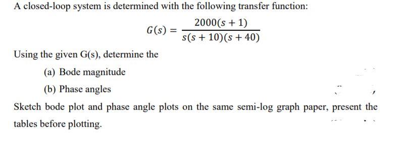 Solved A closed-loop system is determined with the following | Chegg.com