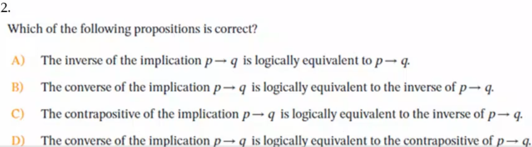 Solved Which Of The Following Propositions Is Correct? A) | Chegg.com