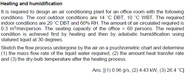Solved Heating and humidification It is required to design | Chegg.com