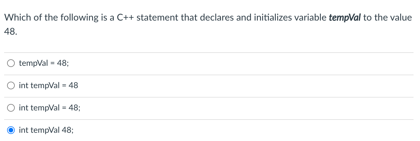 Solved Which of the following is a C++ statement that | Chegg.com