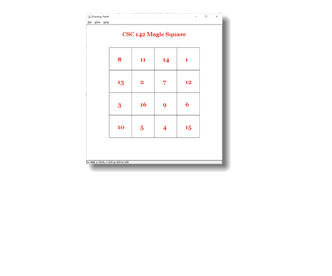 Solved Design Java code using DrawingPanel to make a magic | Chegg.com
