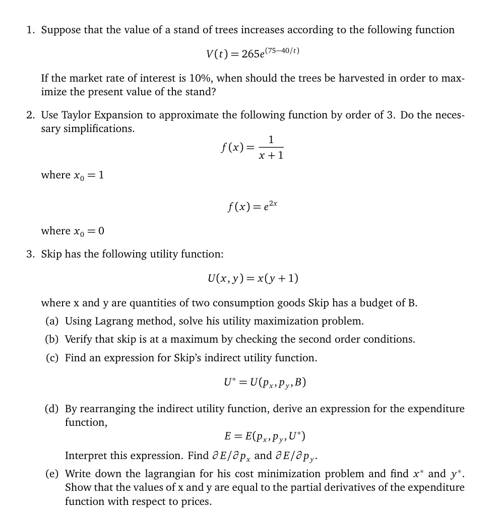 Solved 1 Suppose That The Value Of A Stand Of Trees Incr Chegg Com