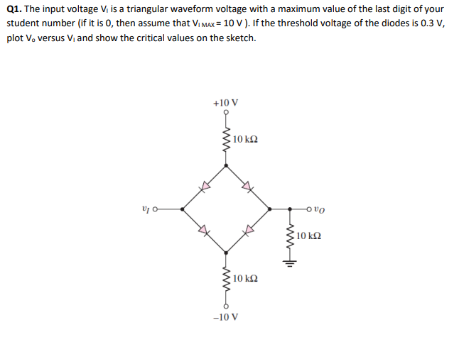 Q1. The input voltage V1 is a triangular waveform | Chegg.com