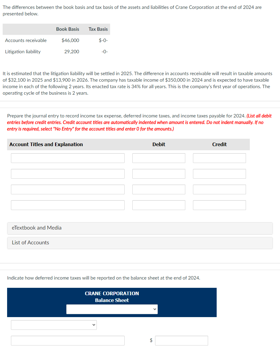 Solved The differences between the book basis and tax basis | Chegg.com