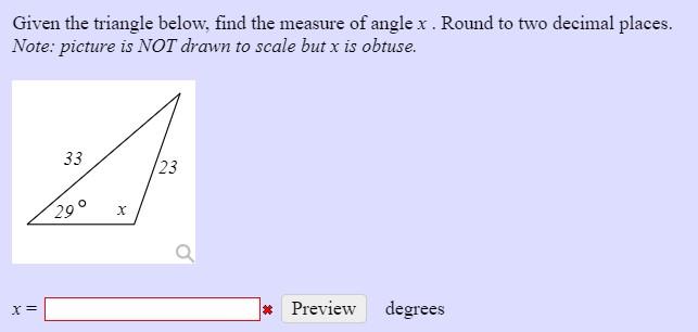 Solved Given the triangle below, find the measure of angle | Chegg.com