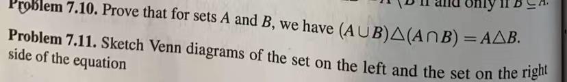 Solved only Problem 7.10. Prove that for sets A and B, we | Chegg.com