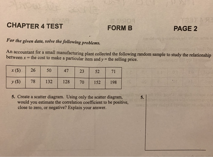 Solved CHAPTER 4 TEST For the given data, solve the | Chegg.com