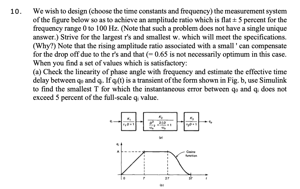 10. ﻿We wish to design (choose the time constants and | Chegg.com