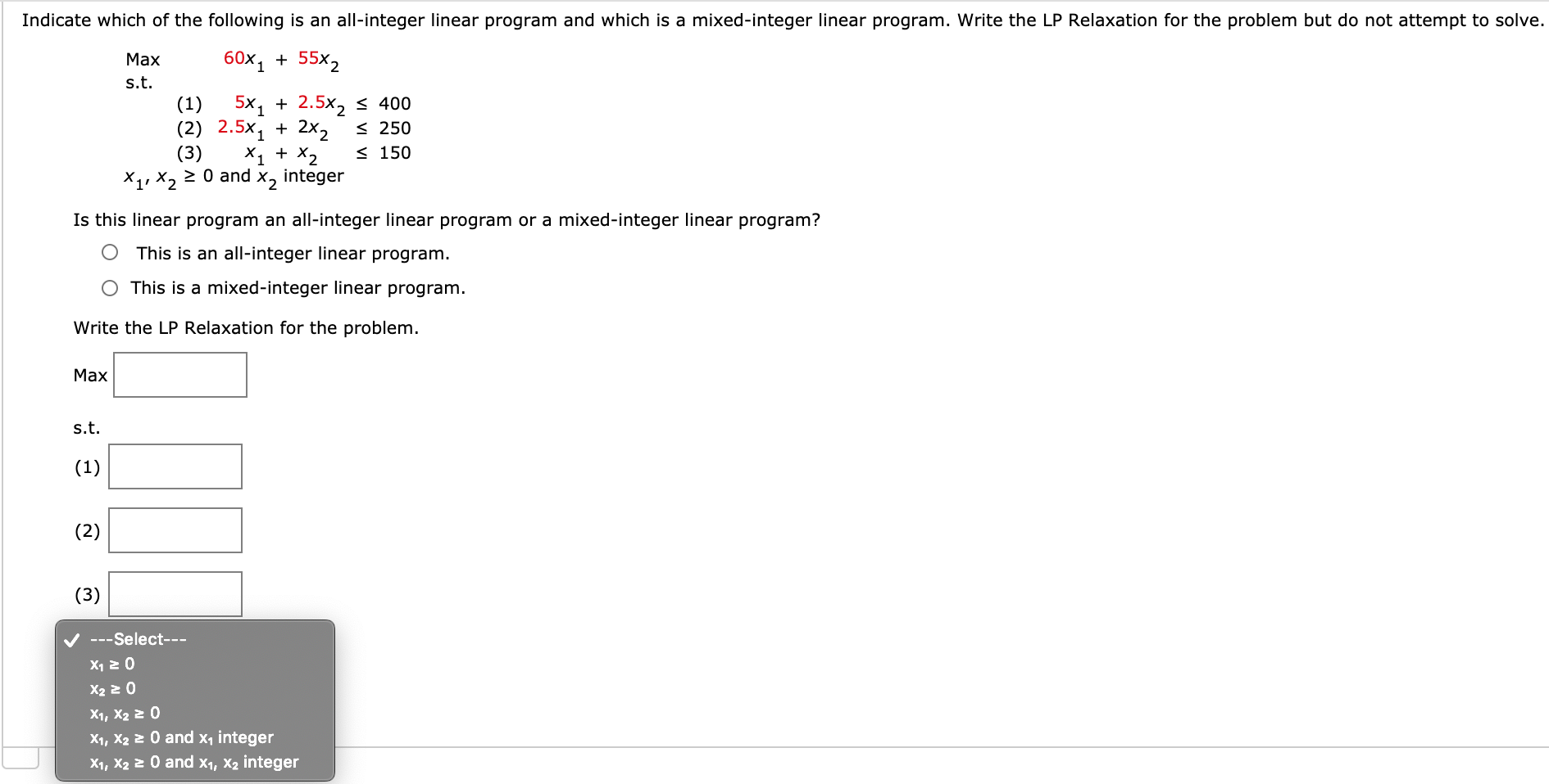 Solved Indicate which of the following is an all-integer | Chegg.com
