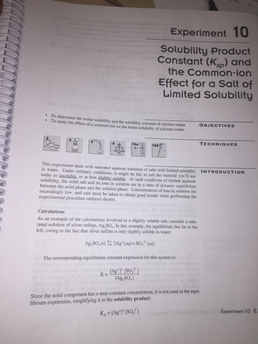 Solved Determination of a solubility product constant lab.