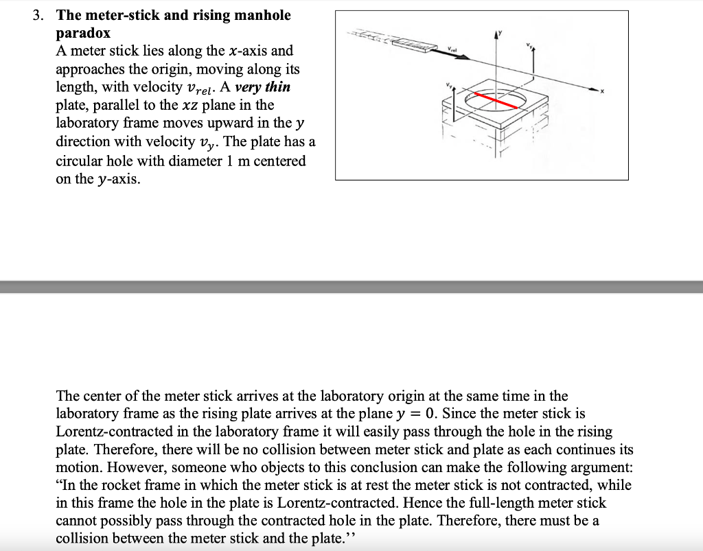 Solved 3. The meterstick and rising manhole paradox A meter