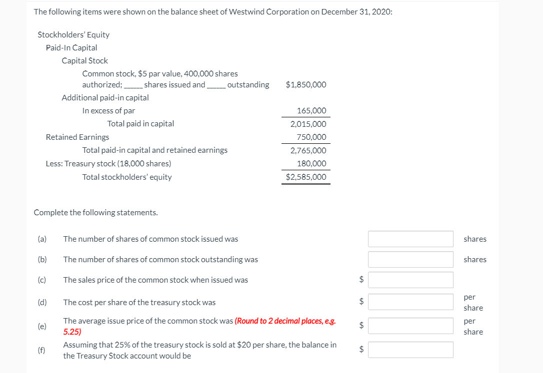 Solved The Following Items Were Shown On The Balance Sheet | Chegg.com