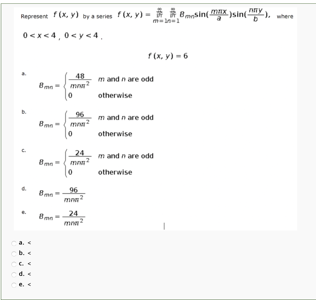 Solved Yחת Represent F X Y By A Series F X Y F A Bm Chegg Com