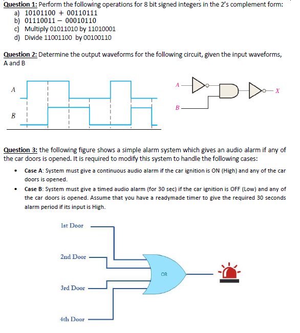 Solved Question 1: Perform the following operations for 8 | Chegg.com