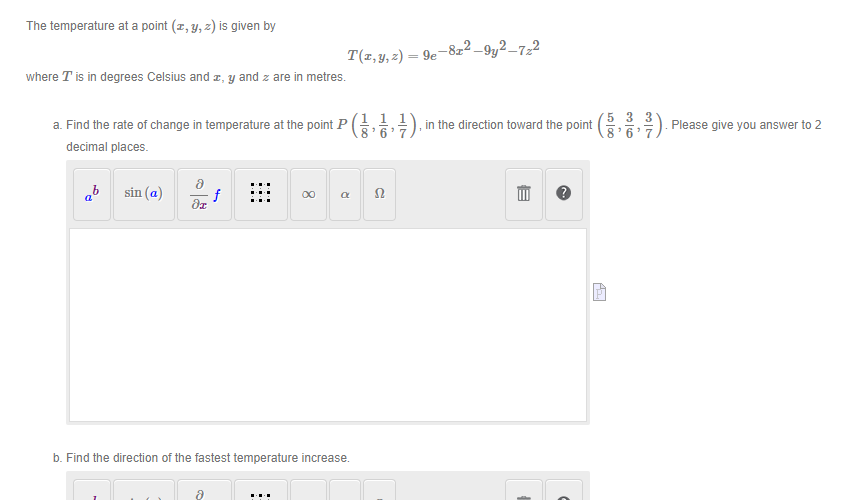 Solved The temperature at a point (2,,) is given by T(4,y,z) | Chegg.com