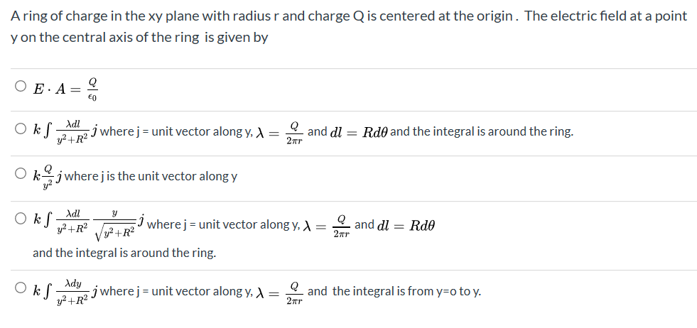 Solved Aring of charge in the xy plane with radius r and | Chegg.com