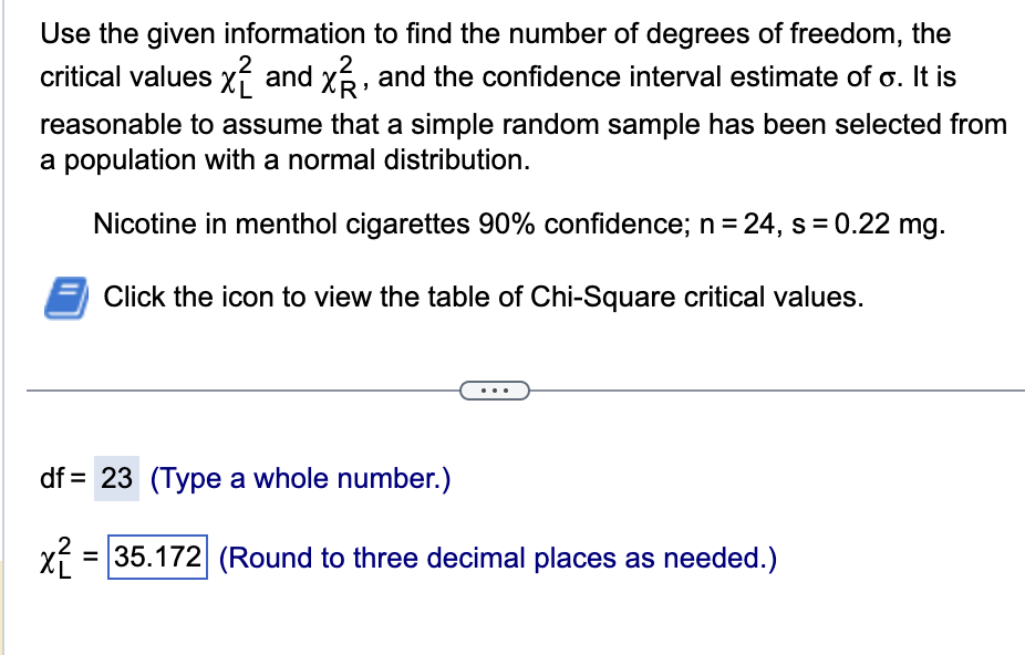 Table of Chi-square critical values 