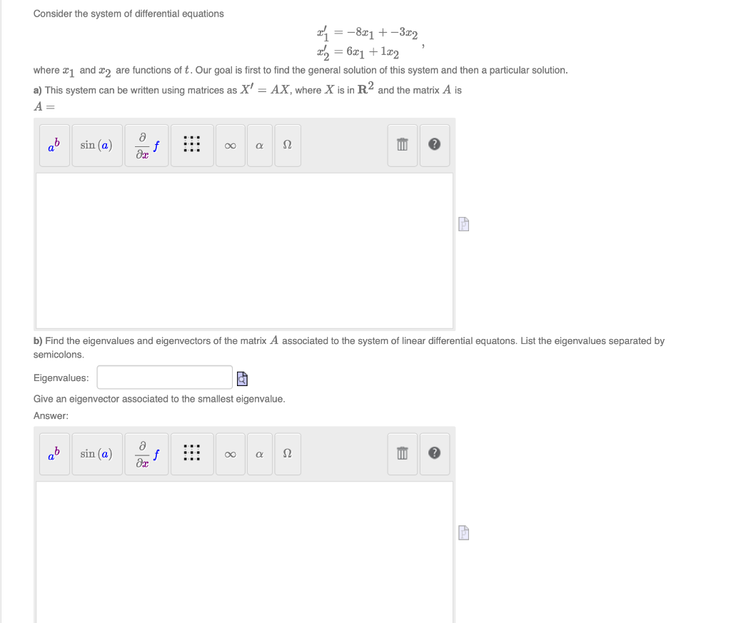 Solved Consider the system of differential equations x = | Chegg.com