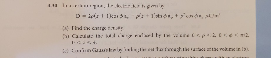 Solved 4.30 In a certain region, the electric field is given | Chegg.com