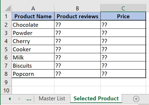 Solved Below is the Master List of different products | Chegg.com