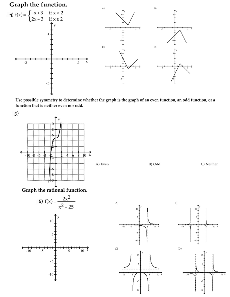 Solved A) Graph the function. 4) f(x)= {-x+3 if x