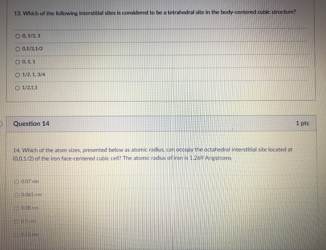 13. Which of the following interstitial sites is | Chegg.com