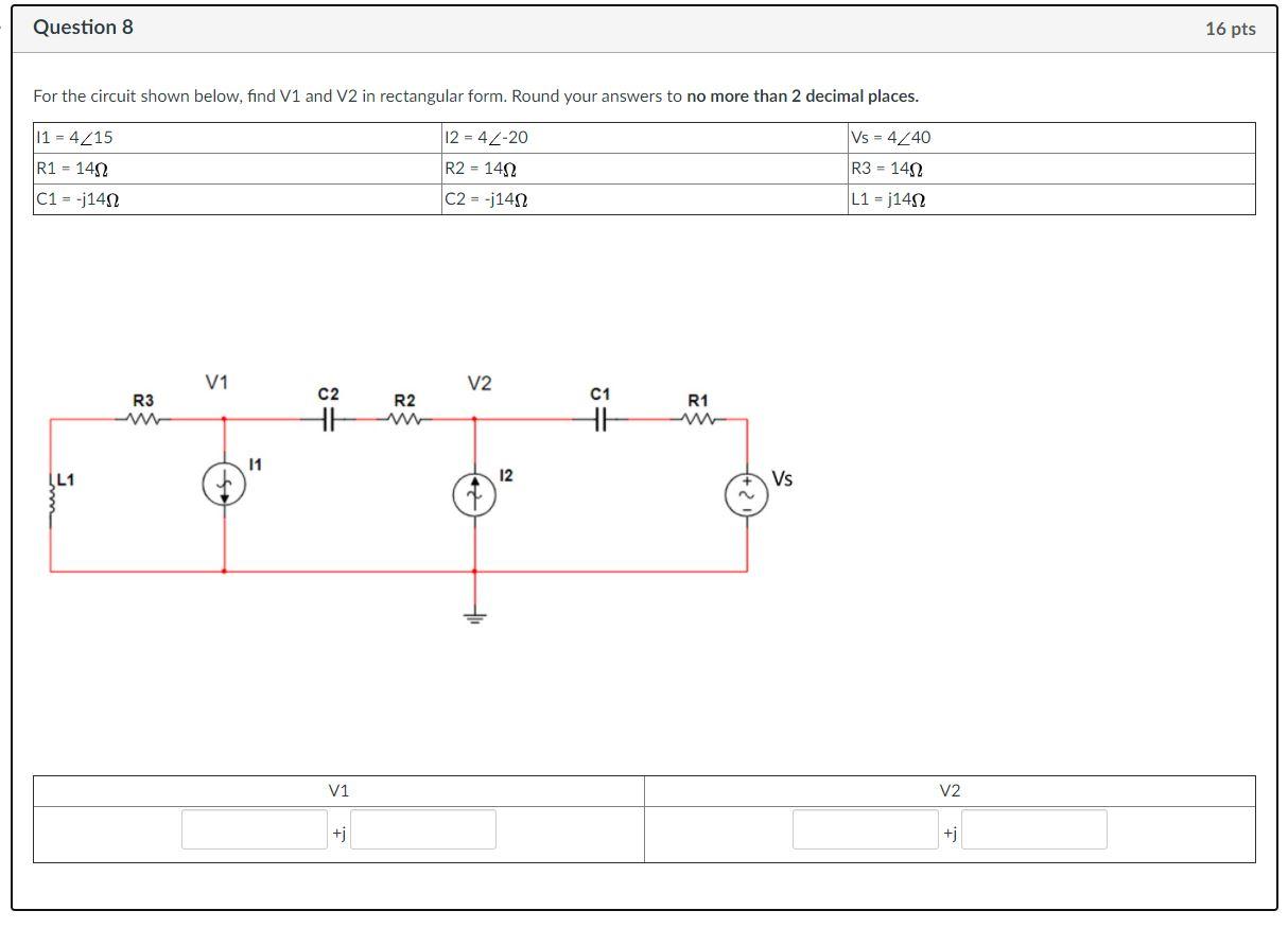 Solved For the circuit shown below, find V1 and V2 in | Chegg.com