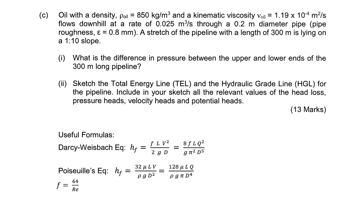 Solved C Oil With A Density Poil 850 Kgm3 And A 