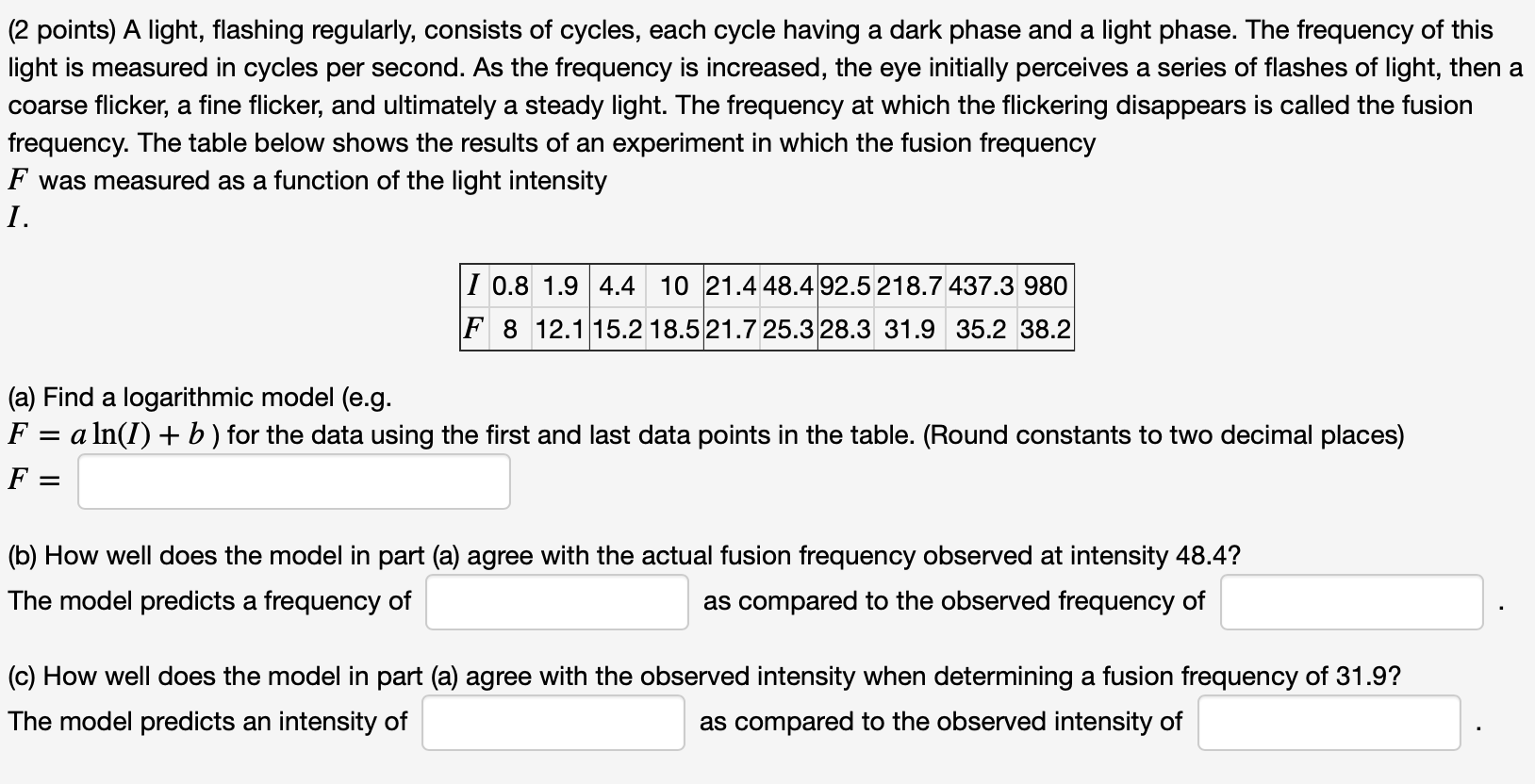 Solved (2 Points) A Light, Flashing Regularly, Consists Of 