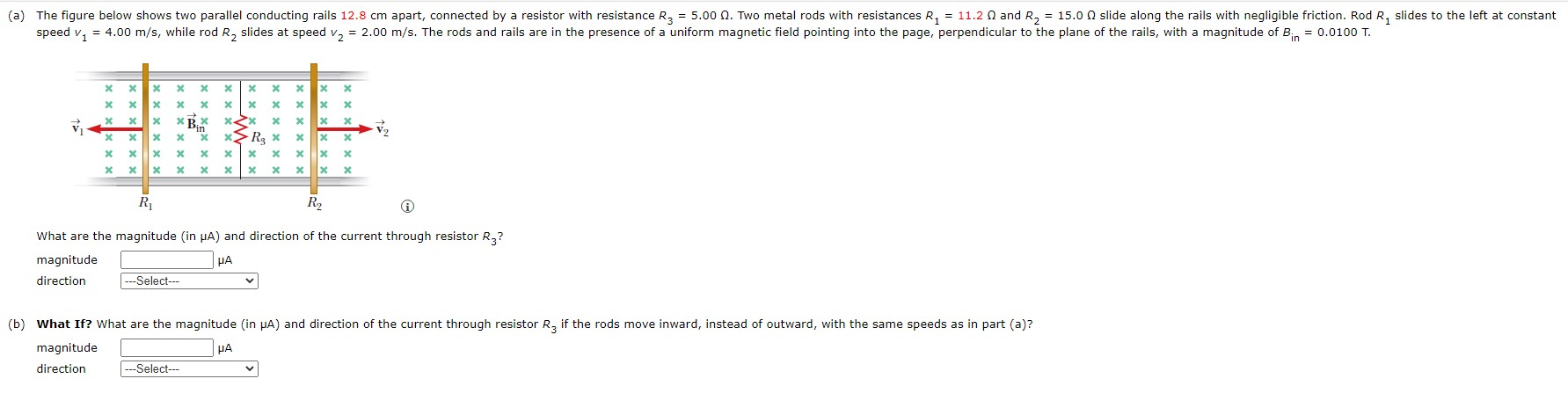 Solved What are the magnitude (in μA ) and direction of the | Chegg.com