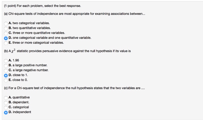 Solved For each problem, select the best response. (a) | Chegg.com