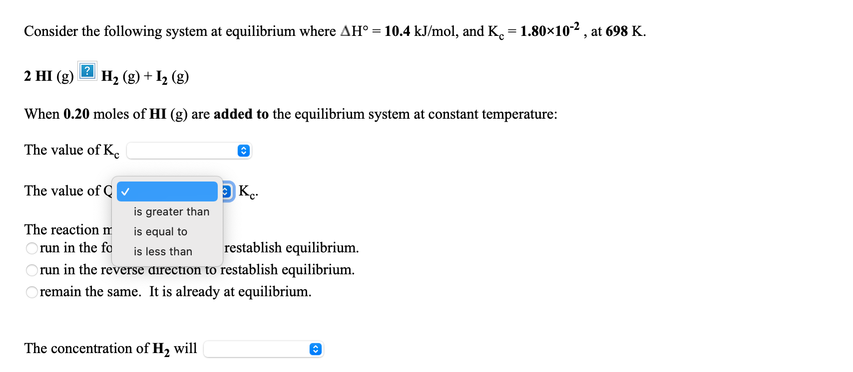 Solved Consider the following system at equilibrium where | Chegg.com