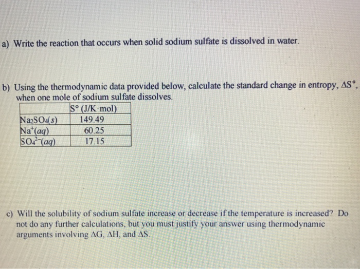Solved Write the reaction that occurs when solid sodium