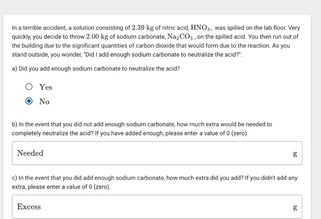 Solved In A Terrible Accident, A Solution Consisting Of 2.39 