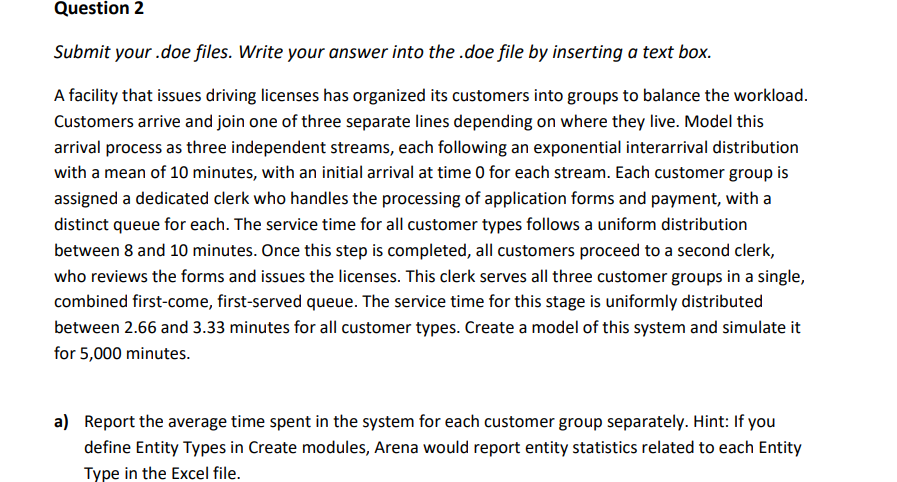 Solved Question 2Submit your .doe files. Write your answer | Chegg.com
