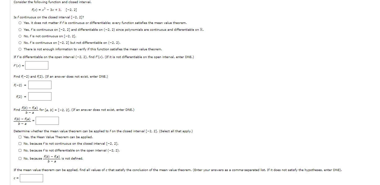 Solved Consider the following function and closed interval. | Chegg.com