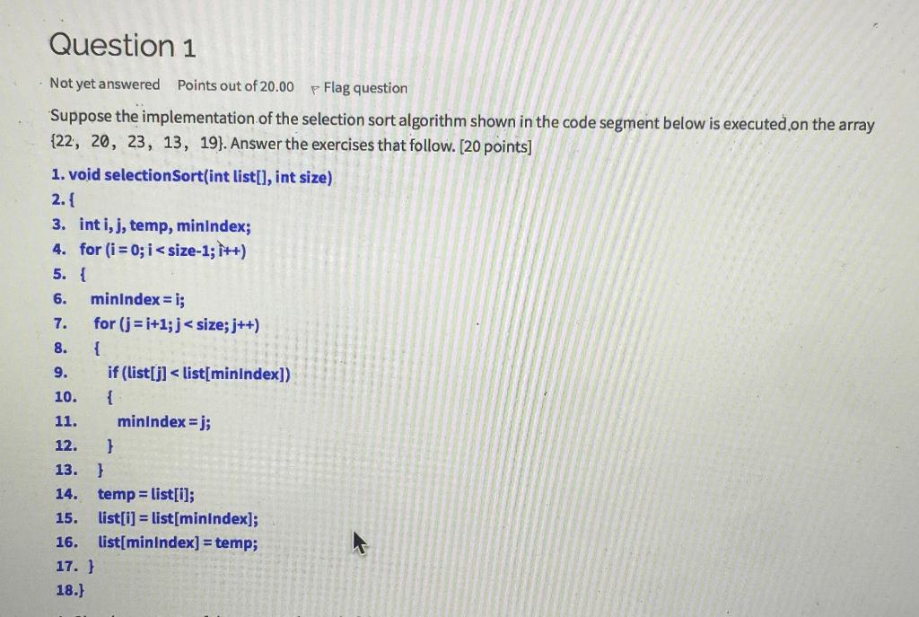 Solved Question 1 Not yet answered Points out of 20.00 p | Chegg.com