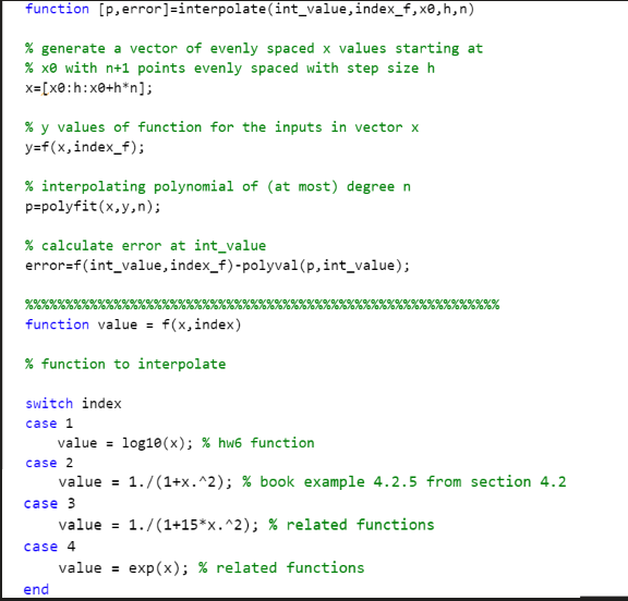 Solved Use interpolate.m, (or a program of your own | Chegg.com
