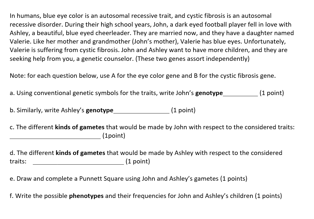 Solved In humans, blue eye color is an autosomal recessive | Chegg.com