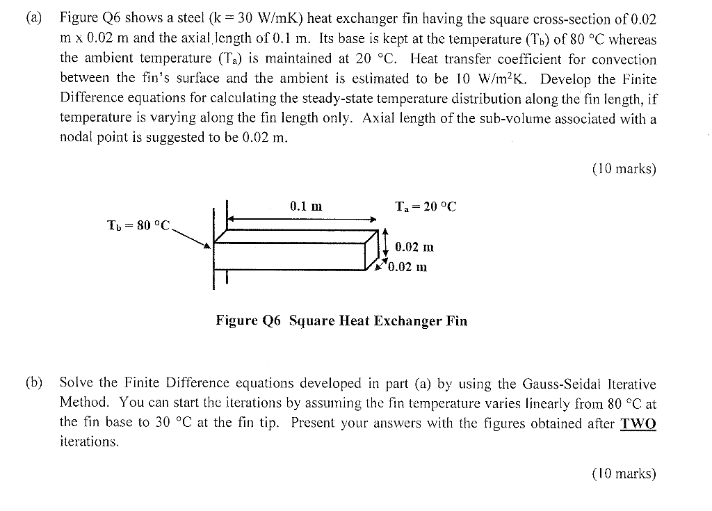 Solved (a) Figure Q6 shows a steel (k=30 W/mK) heat | Chegg.com