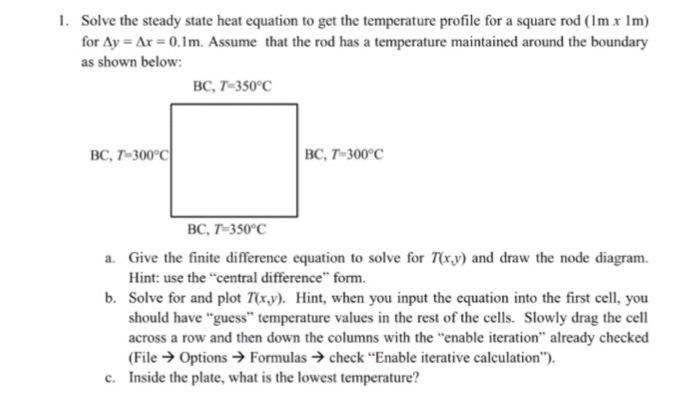 Solved 1. Solve the steady state heat equation to get the | Chegg.com