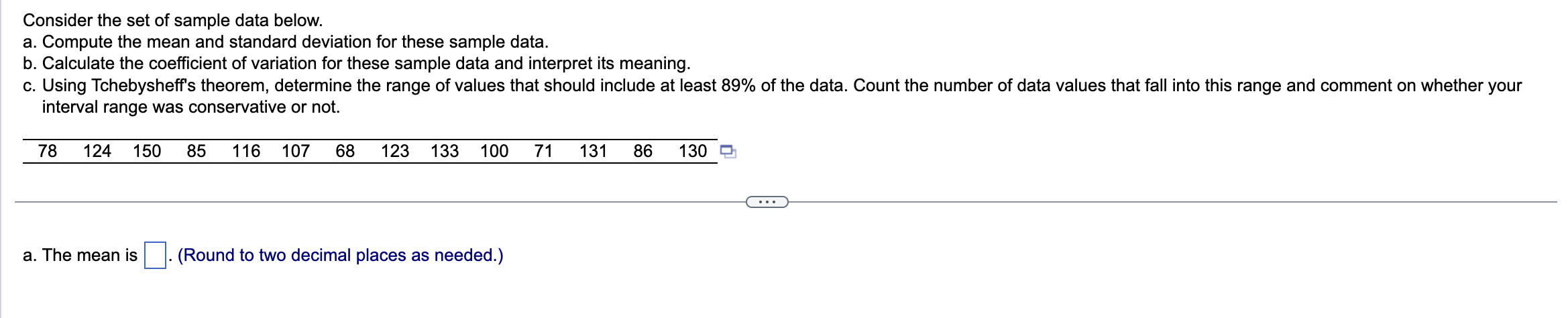 Solved Consider the set of sample data below. a. Compute the | Chegg.com