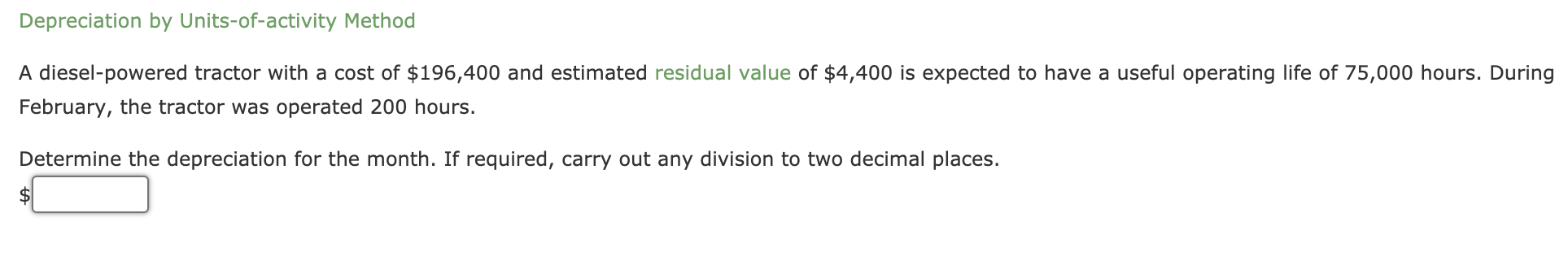 Solved Depreciation by Units-of-activity Method A | Chegg.com