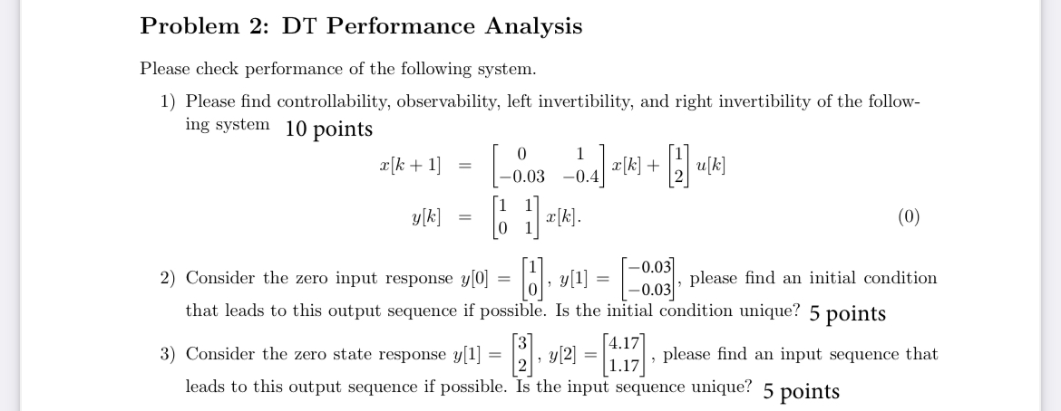 Solved Problem 2: DT Performance AnalysisPlease check | Chegg.com