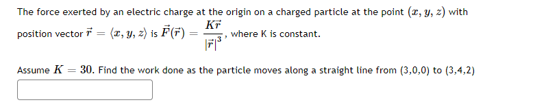 Solved The force exerted by an electric charge at the origin | Chegg.com