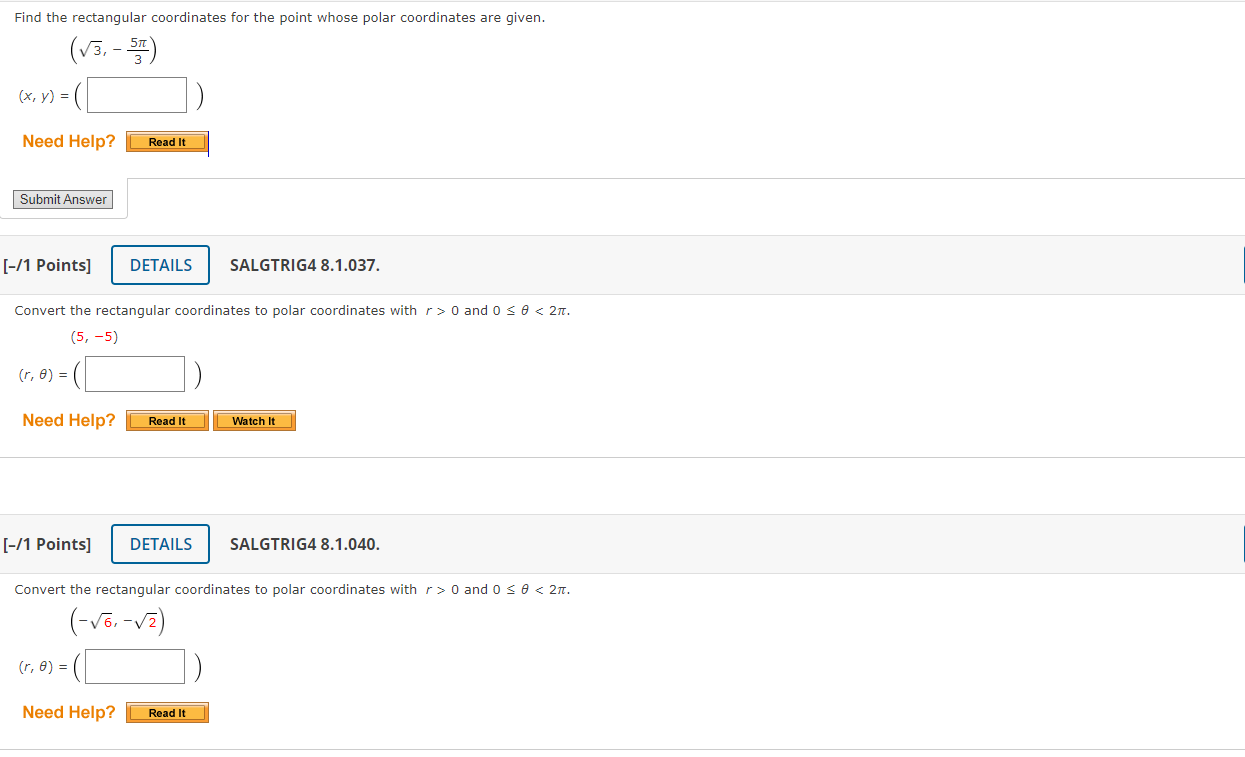 Solved Find The Rectangular Coordinates For The Point Whose | Chegg.com