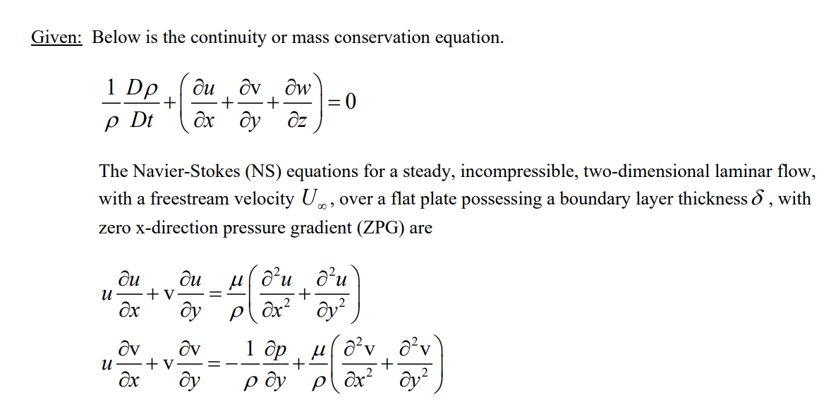 Solved Given Below Is The Continuity Or Mass Conservation 1599